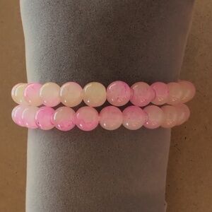 Elegant Pink Stretch Bracelet Set